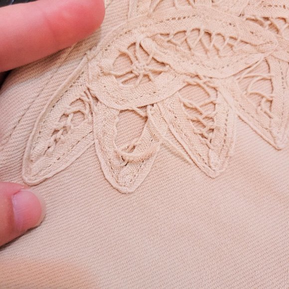 Vintage 90s/Y2K Ralph Lauren Light Tan Lace Trim Jeans - Picture 12 of 13